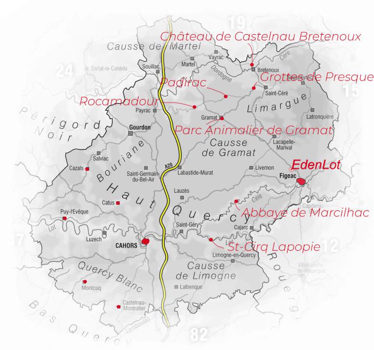 Carte de situation du gîte de Charme Edenlot